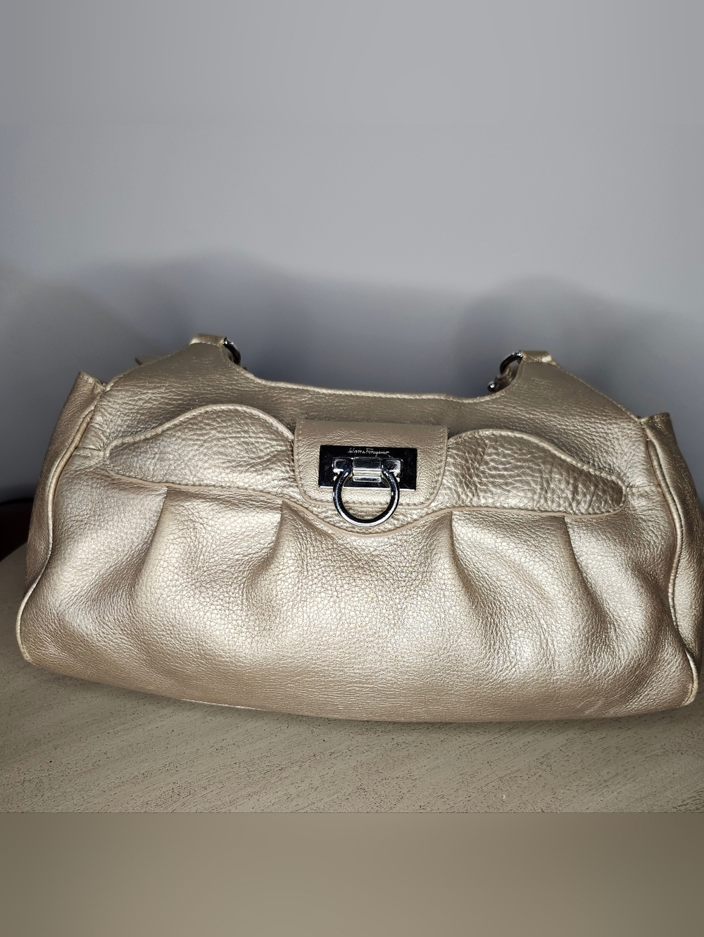 Salvatore Ferragamo Gold Met Satchel